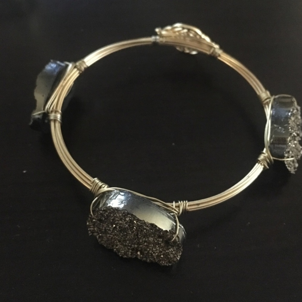 Bangle wire wrapped 18k Druzy Bangle